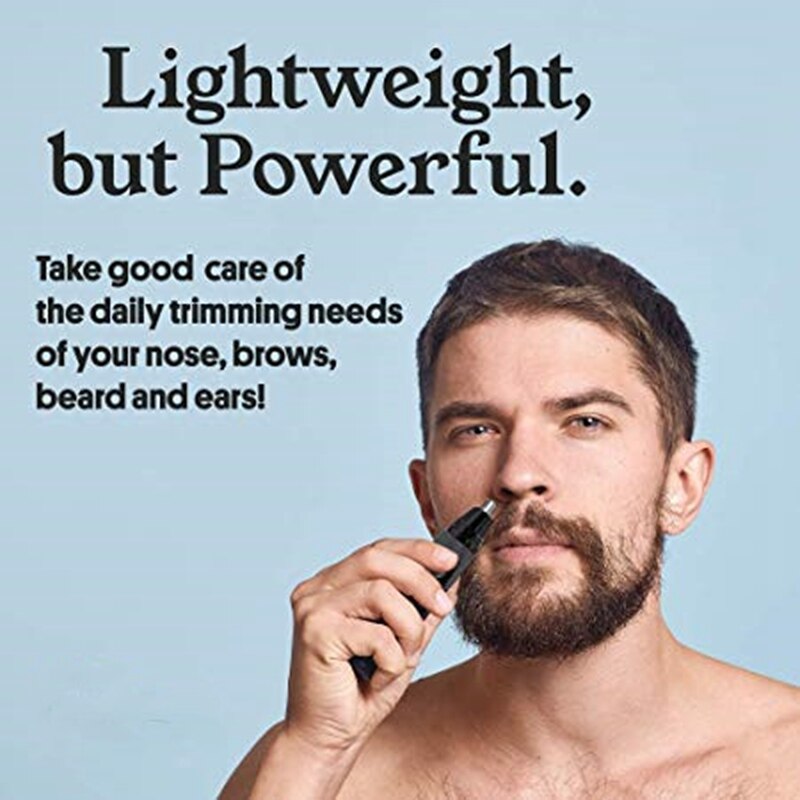 Vandtæt næsehårtrimmer, mænds barberende næse med led-lys, sort