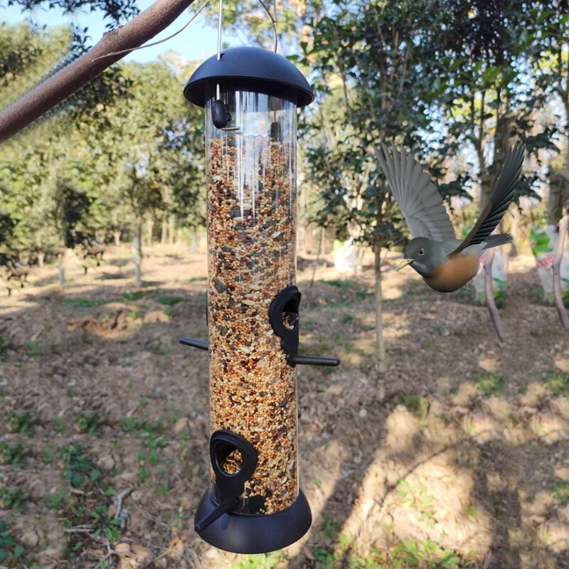 Hanging Wild Bird Seed Feeder Bird Food Dispender Outdoor Garden Feeding Tool
