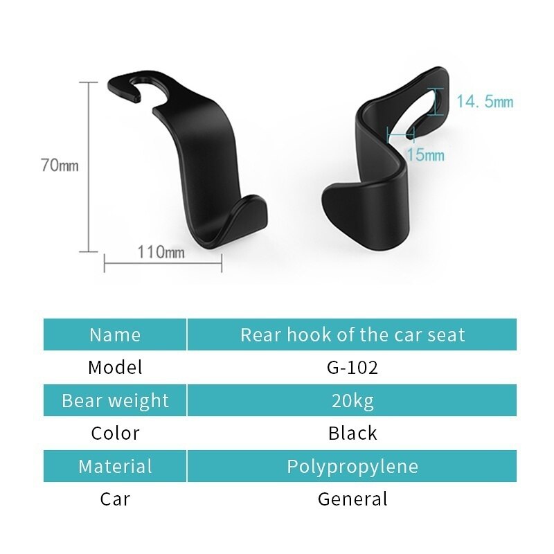 2 stk/sett kroker til bilseterygger opphenger universell hodestøttefeste oppbevaringskrok hus oppbevaring enkel styling bil kleshenger
