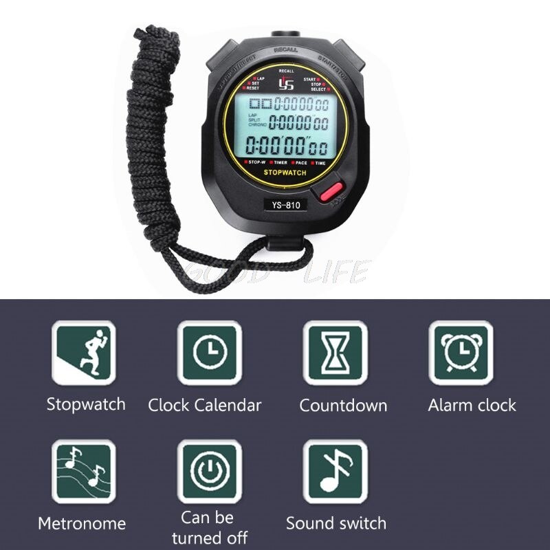 Cronómetro Digital portátil de mano multifunción, cronómetro para deportes, correr, entrenamiento, cronómetro, 10-100 pistas