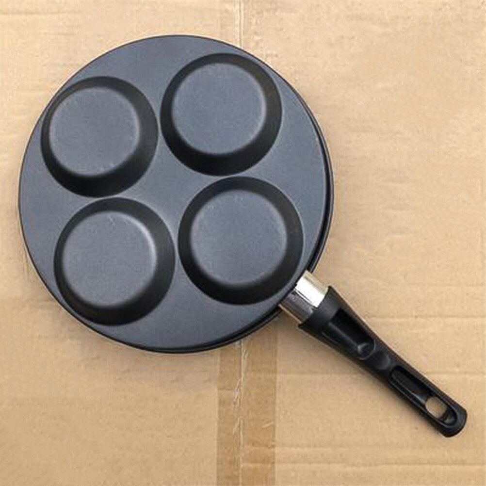 1pc stegt æg pande 4 rum non-stick omelet æg kogepande køkken gaget til hjemmet (sort)