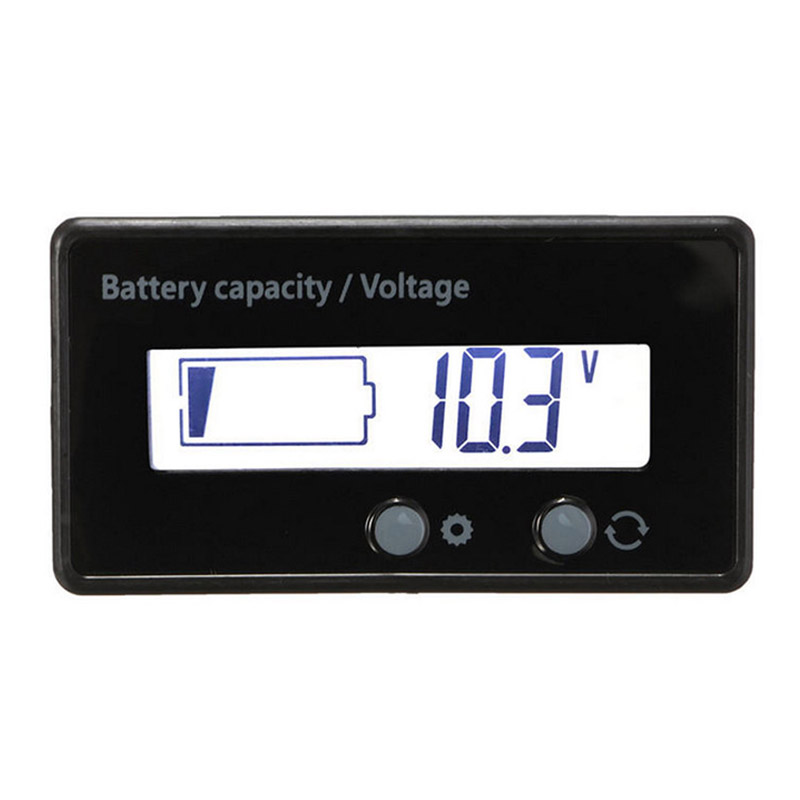 12v/24v/36v/48v lcd syre bly lithium batteri kapacitet indikator voltmeter spænding tester: Hvid