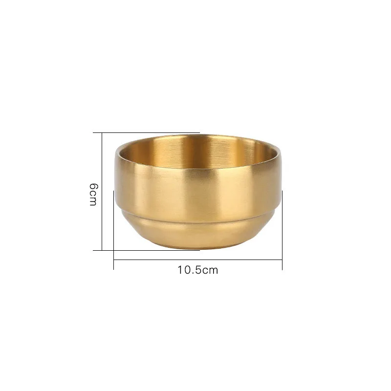304 Stainless Steel Double Rice Bowl Soup Bowl Steamed Rice Bowl Anti-Scalding Child Small Bowl for Korean Cuisine: Pink