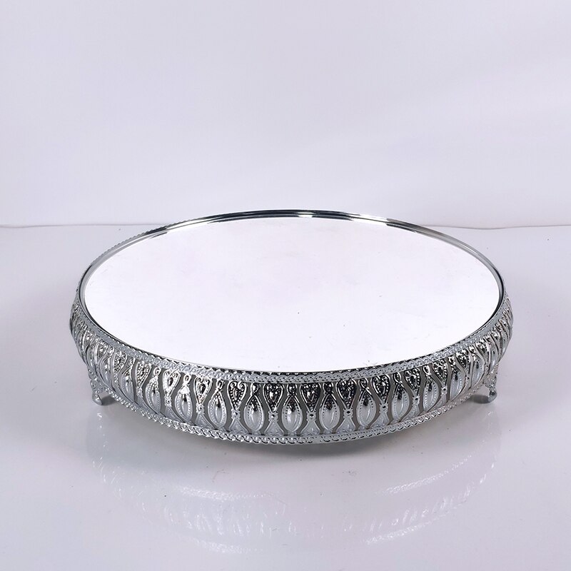 1pc metal bryllupskage stativ dekoration fest spejl bakke dessert galvanisk guld cupcake bord hjemme display værktøjer: Sølv 30 cm