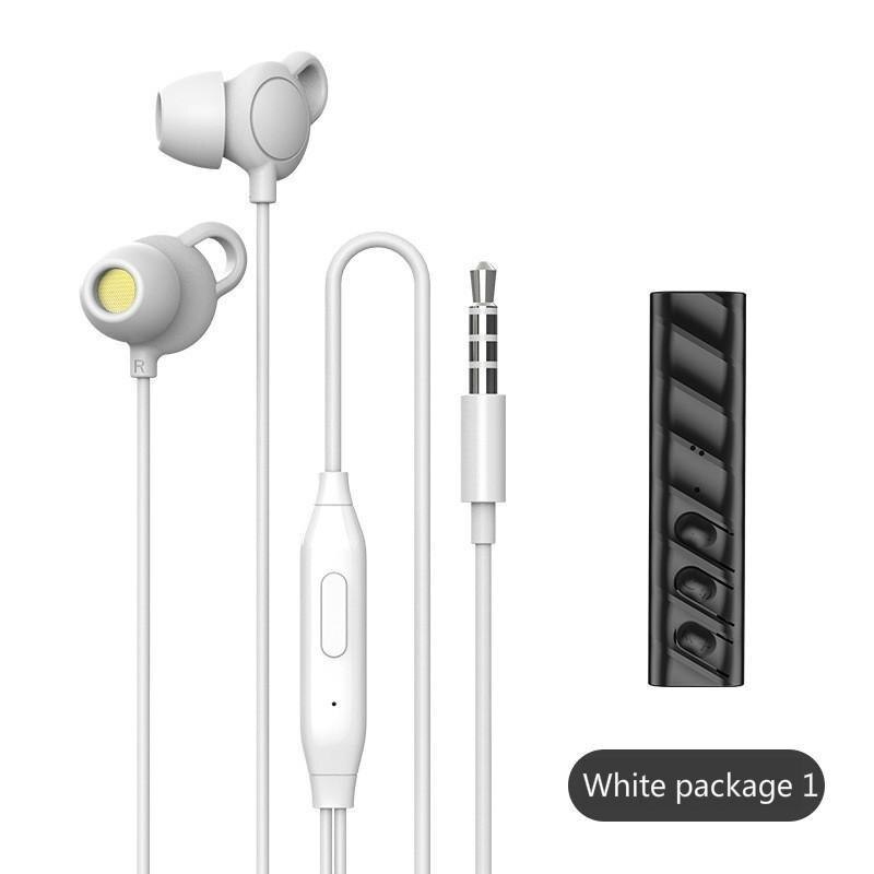 Auricular para dormir sin dolor con cable, cómodo para dormir debajo de la almohada, auriculares de conversión con micrófono, Bluetooth, novedad de: White package 1
