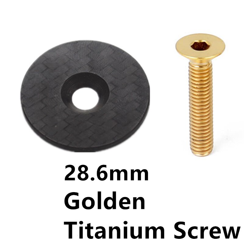 Carbon Bicycle Stem Top Cap with Screw For od2 31.8mm-28.6mm 1 1/8" Steerer Fork Tube Headset Cap Cover: Golden Ti Screw