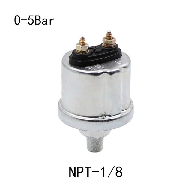 NPT-1/8 M10x1 Sensor de manómetro de aceite apto para manómetro de presión de aceite de 0-5 Bar 0-10 Bar con alarma, luz trasera roja de 12V 24V: NPT18 0-5Bar