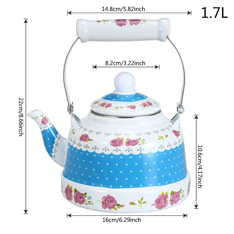 Pitcher Enamel Kettle Enamel Pot Water Pot Style Enamel Pot Ancient Bell Pot Home: blue