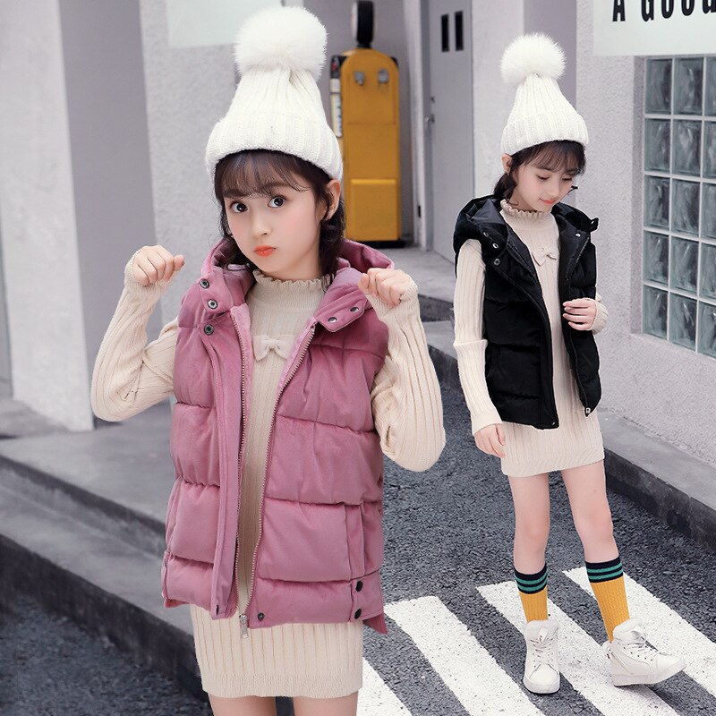 Chaqueta deportiva sin mangas para niños y adolescentes, chaleco grueso y cálido con capucha a la , novedad de