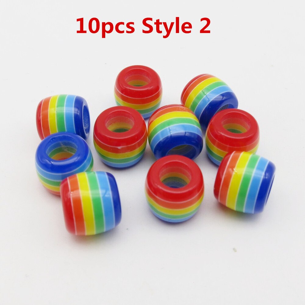 10pcs-30pcs Crochet kids women Braids multi coloured Hair braid Dreadlock Beads rings tube approx 6mm hole for girls Accessories: 10pcs Style 2