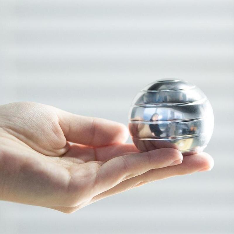 Desktop Decompression Rotating Spherical Gyroscope Gyro Toy Illusion Flowing Desk Optical Toy For Adult Finger Metal U2I4