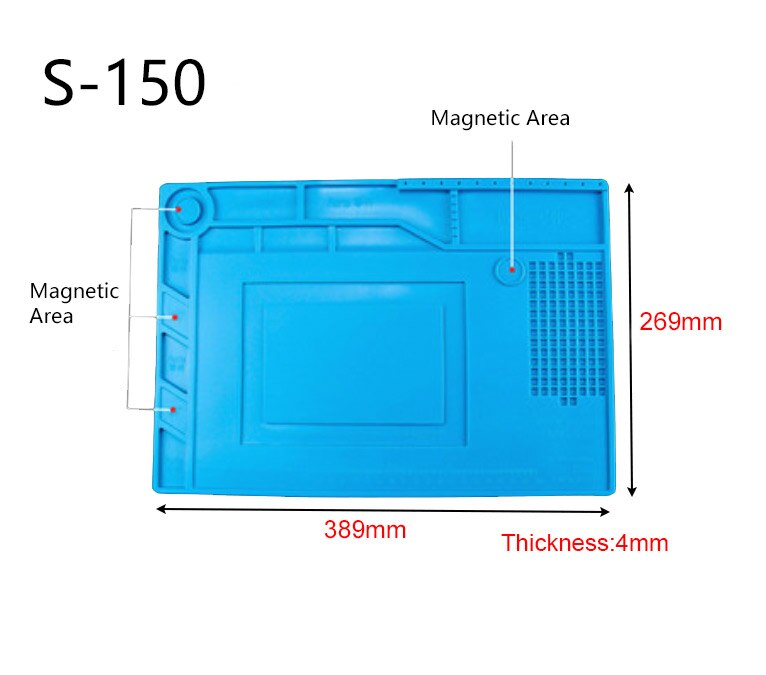 Isolatie Silicone Solderen Pad Mat S-170 S-160 S-150 S-140 Bureau Onderhoud Platform Voor Reparatie Station Wit Magnetische: S150