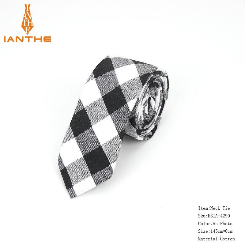 Mode Katoen Streep Stropdassen Voor Mannen Casual Plaid Stropdas Gravatas Corbatas Slanke Pak Vestidos Heren Stropdassen Party Narrow Neck Tie: IA4290