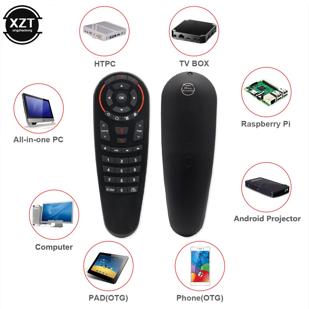 Giroscopio inalámbrico G30S 2,4G, mando a distancia inteligente por voz, 33 teclas, aprendizaje IR, para X96 mini, H96 MAX, Android Box,