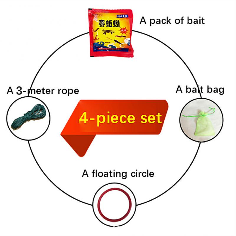 Automatic Folding Fishing Net Prawn Cage Nylon Crab Net Thick Umbrella Frame Portable Shrimp Cage With Bait Bag Fishing Tool: MULTI