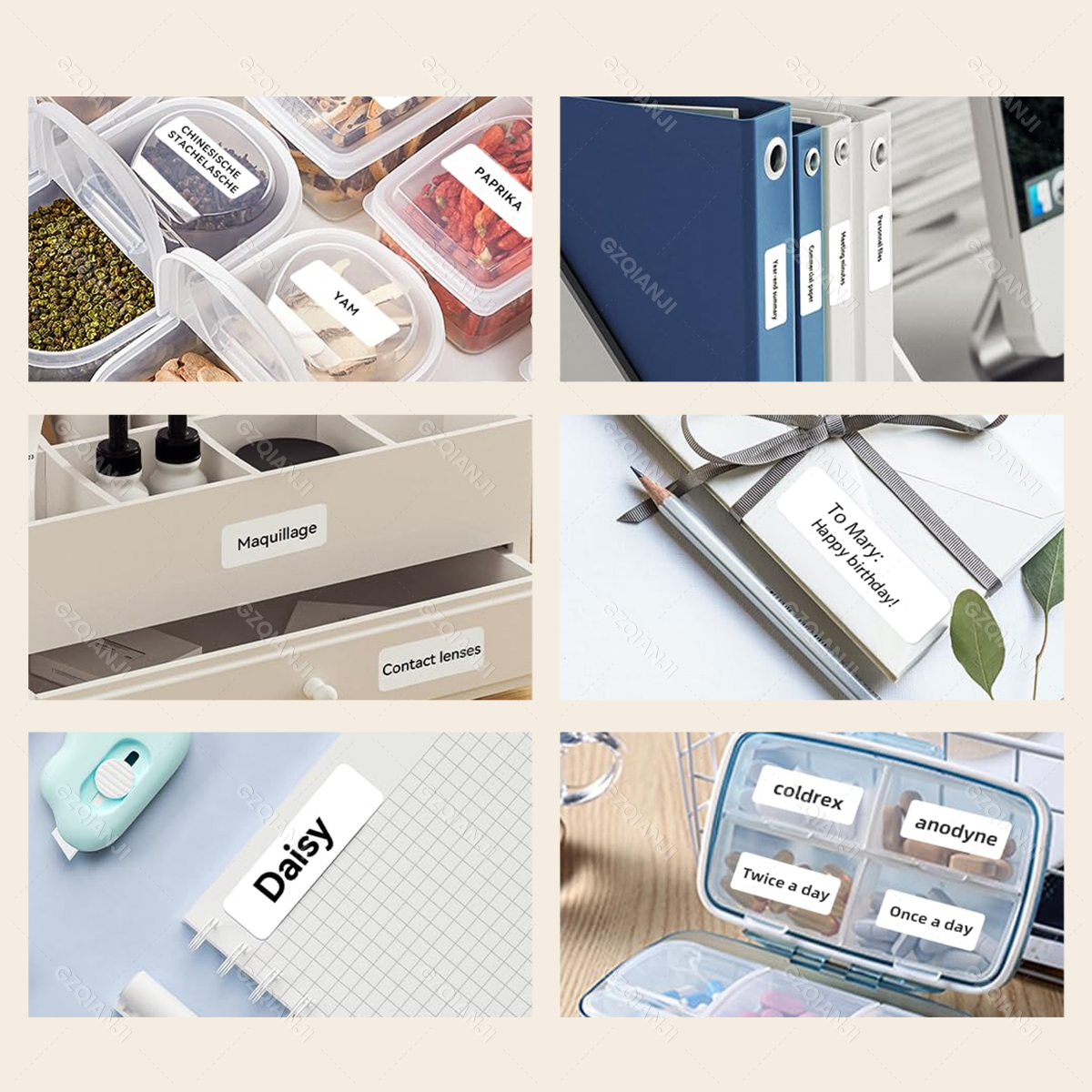 Thermische Label Printer Marklife M1 & Doorlopend Kleur Label Papier (15Mm X 4M), Compatibel Voor P11/P12/P15/P50/Q30/D30 Label Maker