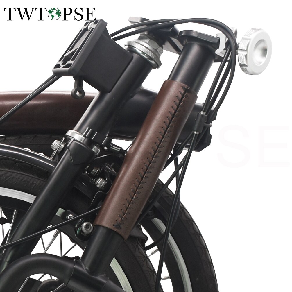 TWTOPSE Handgemachte Leder Fahrrad Griff Post Schutz Abdeckung Für Brompton Falten Fahrrad M S Stengel Abdeckung 3 SECHZIG Hechte Mit wachs Seil