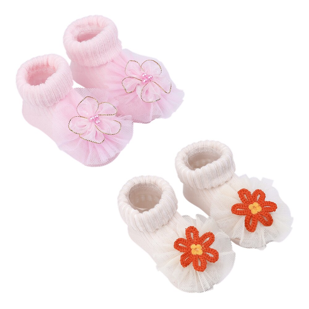 2 Paare/los Neugeborenen Baby Socken Art Baumwolle Socken Baby Mädchen SchöNe Kurze Socken Kleidung Zubehör Für 0-12 Monat