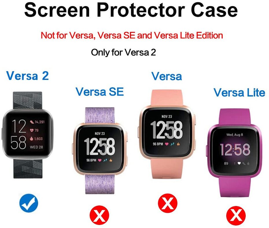 Funda protectora de pantalla para Fitbit Versa 2, ultradelgada suave cubierta completa, accesorios de marco de parachoques, película transparente HD antiburbujas para reloj inteligente