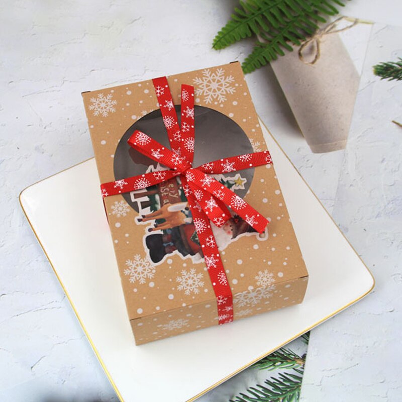 Kraft doos mooie verpakking kartonnen doos kraft papieren doos verpakking met helder pvc-venster kerst snoepdoos