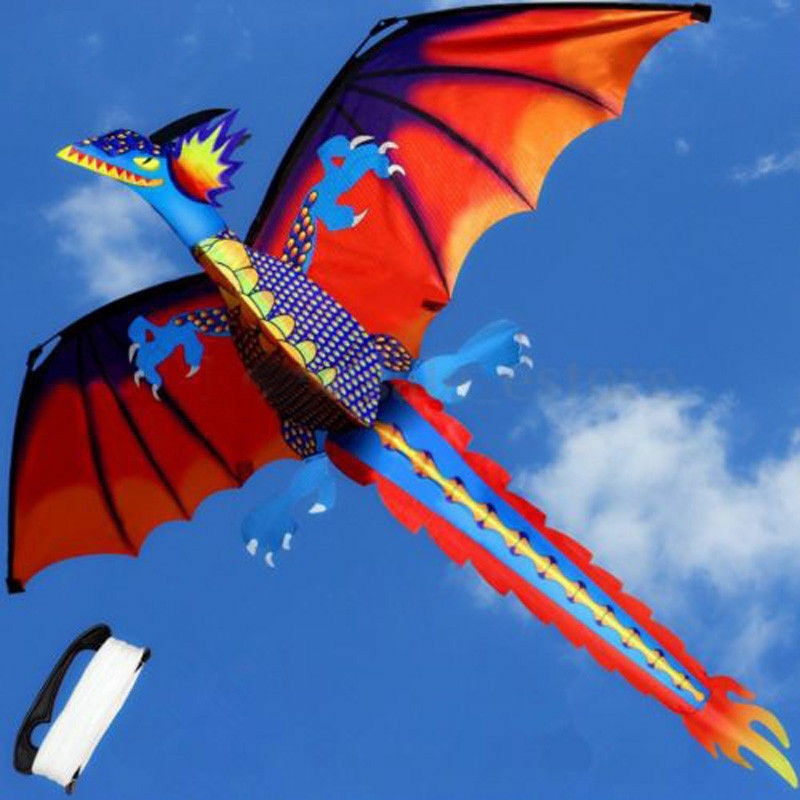 Kinderen Kids 3D Draak 100M Kite Enkele Lijn Met Staart Vliegers Outdoor Fun Speelgoed Kite Familie Outdoor sport Speelgoed