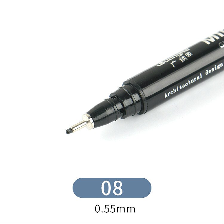 Pigment Liner Ink Paint Brush Marker Pen 0.05 0.1 0.2 0.3 0.4 0.5 0.6 0.8 Different Tip Black Fineliner Sketching Brush Pen Pens: 08