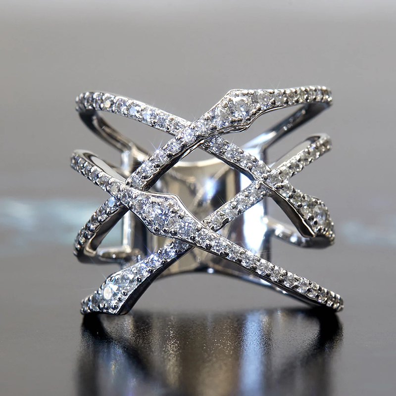 Caoshi lindos e elegantes anéis de festa de casamento com zircônia multicamadas, acessórios de dedo da moda de luxo feminino, joias delicadas: 10 / YELLOW