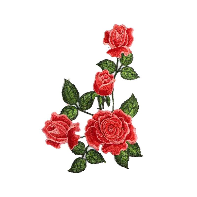 1pc Red Rose Patch Embroidered Sewing On Patch Flower Iron On Patch Stickers Clothes Badge Sewing Fabric Applique Accessories: Red