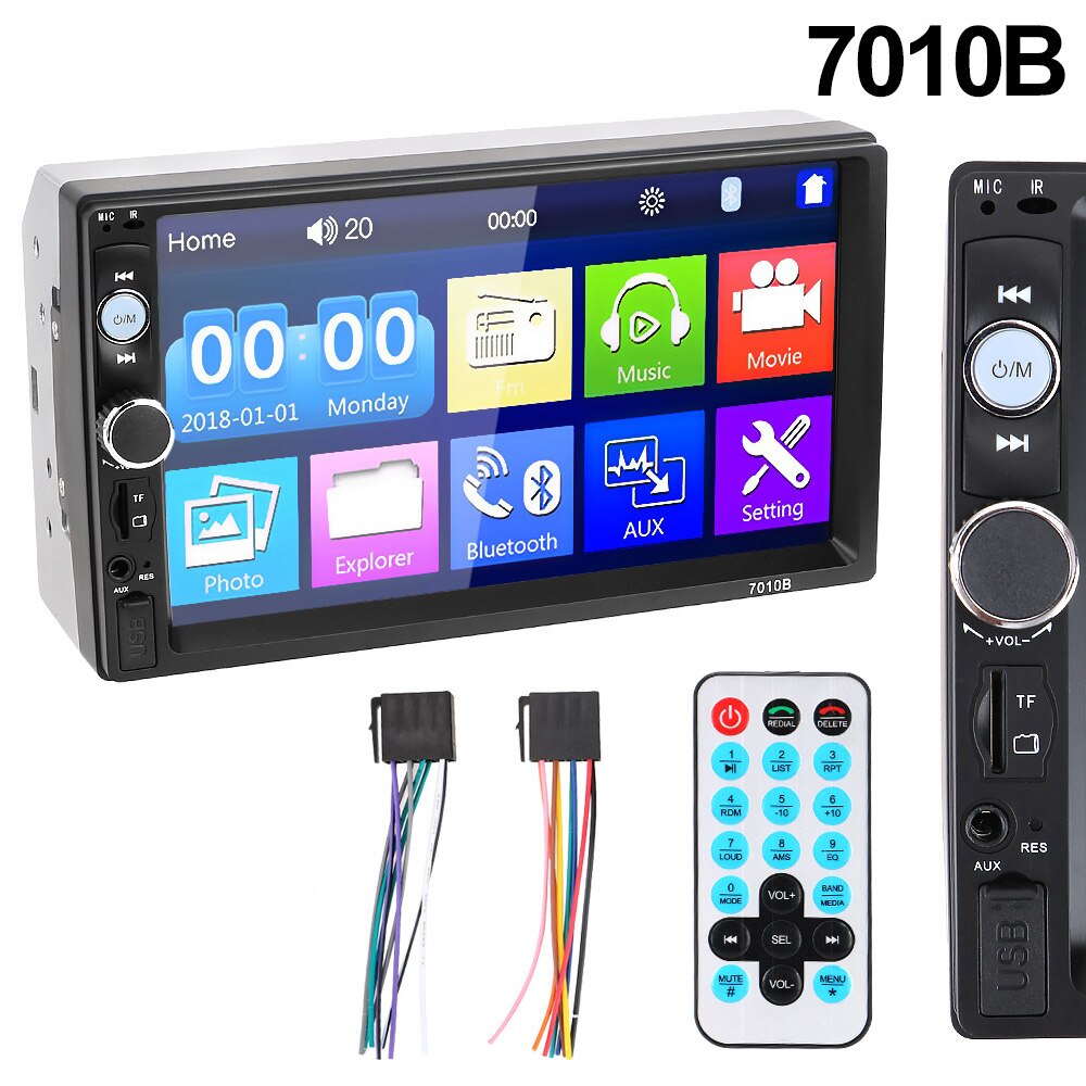 Reproductor Multimedia con pantalla táctil de 7 "y Radio FM para coche, autorradio 2Din con reproducción MP5, HD, 7010B /7012B/7018B: 7010B