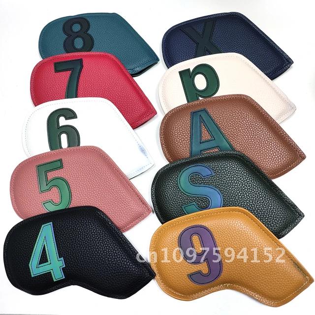 10 unids/set cubierta de cabeza de hierro de Golf 3-9,P,S,A, cubierta de número entrenamiento bordado Club Golf accesorios de equipo deportivo: Transparente