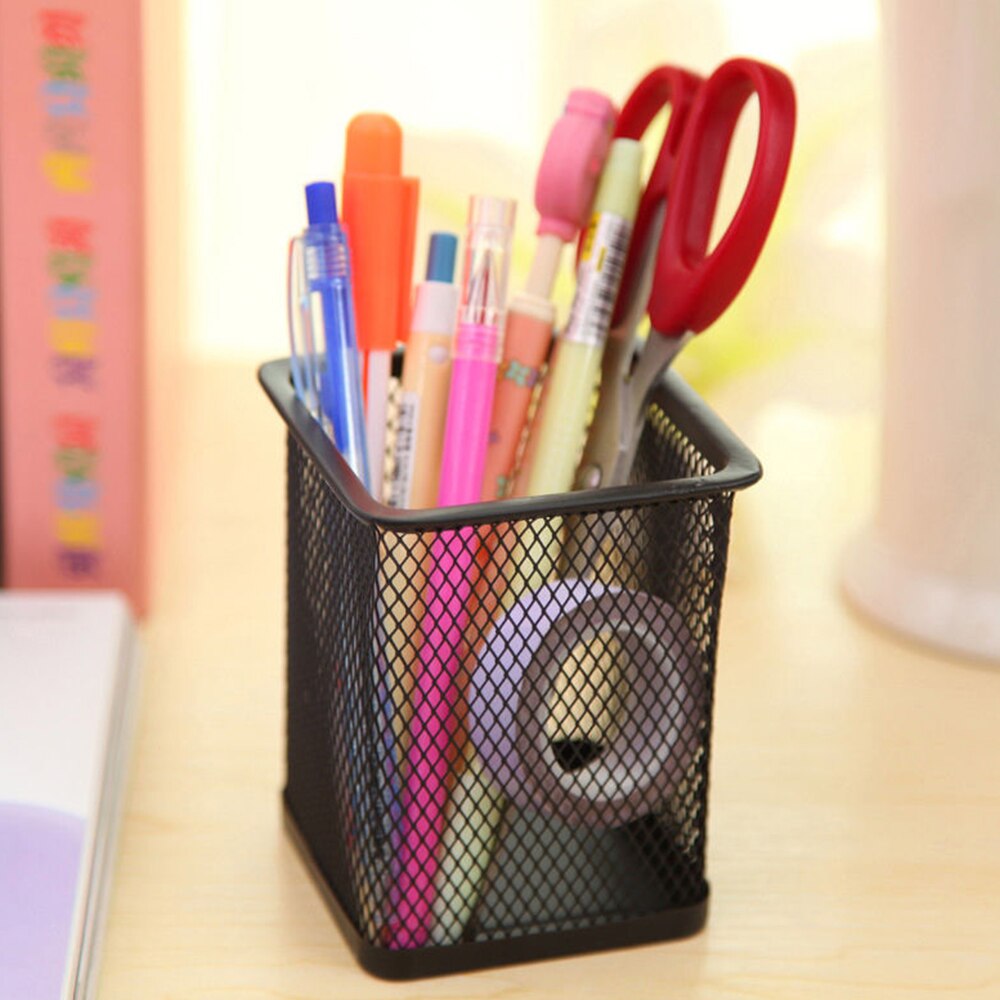 Simple Metal Desktop Desk Organizer Office Accessories Pen Pencil Holder Storage Large Case Office Organizer School Supplies