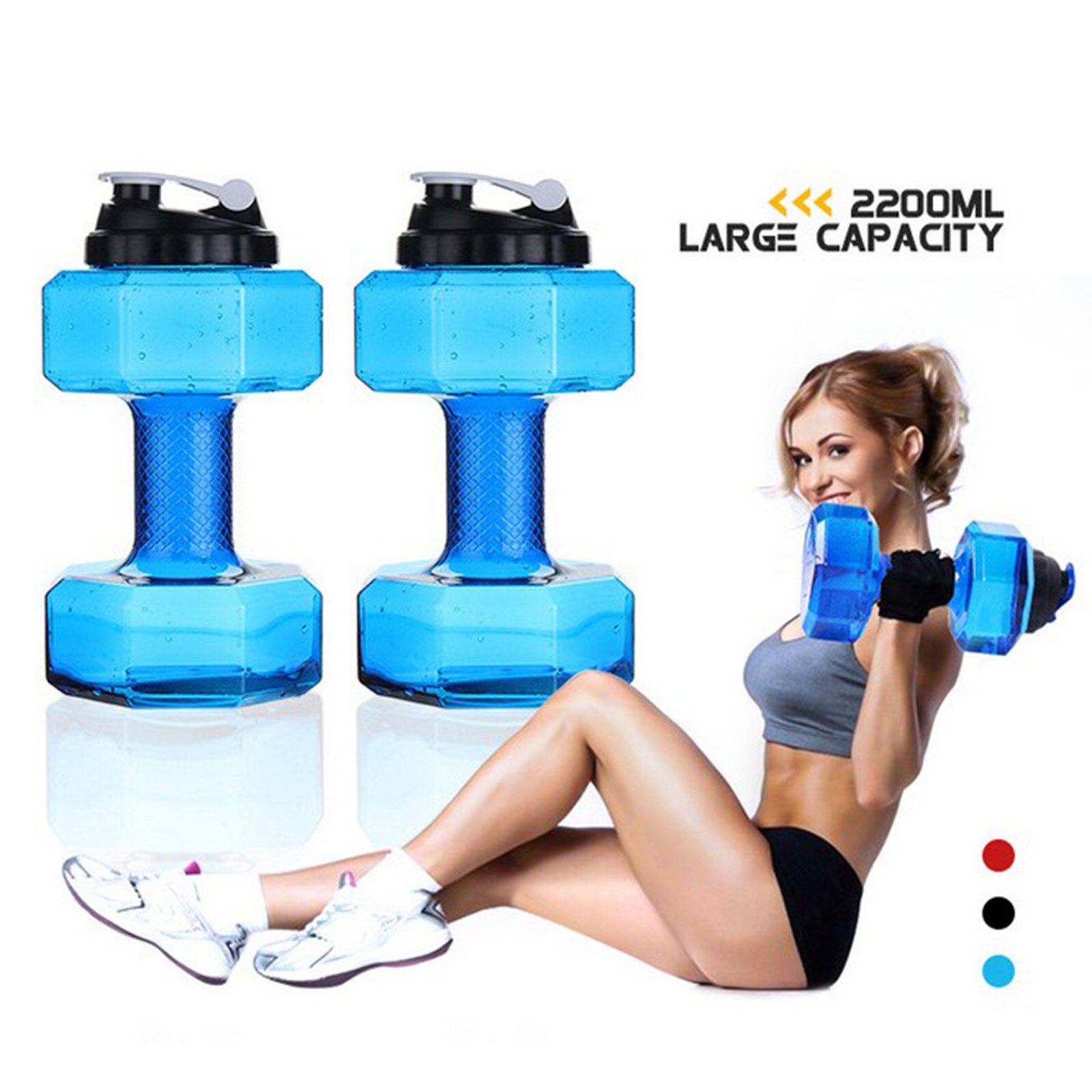 Haltères de Fitness de voyage remplis d'eau réglables femmes hommes exercice d'entraînement: 2200ml Blue