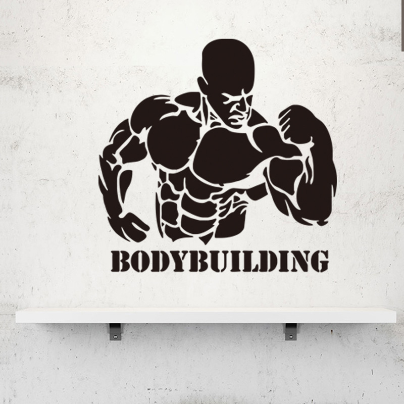 Muscular man/BodyBuilding Wall Sticker for Fitness exercise Gym poster decoration Mural Art Decals wallpaper home decor stickers