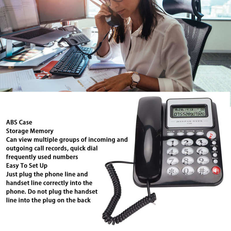 C228 Desktop Corded Telephone Home Office Fixed Phone with Storage Memory Caller ID Speaker Volume Control