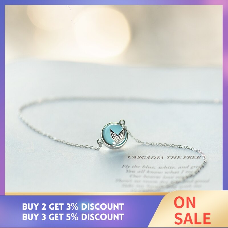 Thaya Mermaid Foam Bubble Crystal Necklace s925 silver Mermaid Tail Blue Pendant Necklace for Women Jewelry