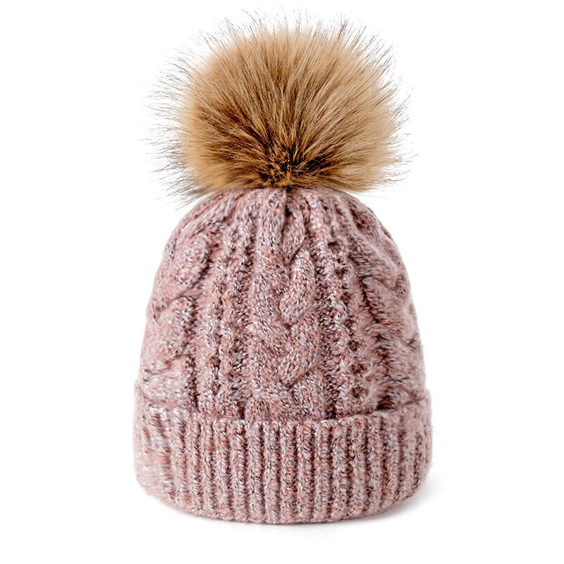 Wintermuts dames gebreid plus fluwelen winter warme muts dames effen kleur pompon muts meisjes kleding accessoires