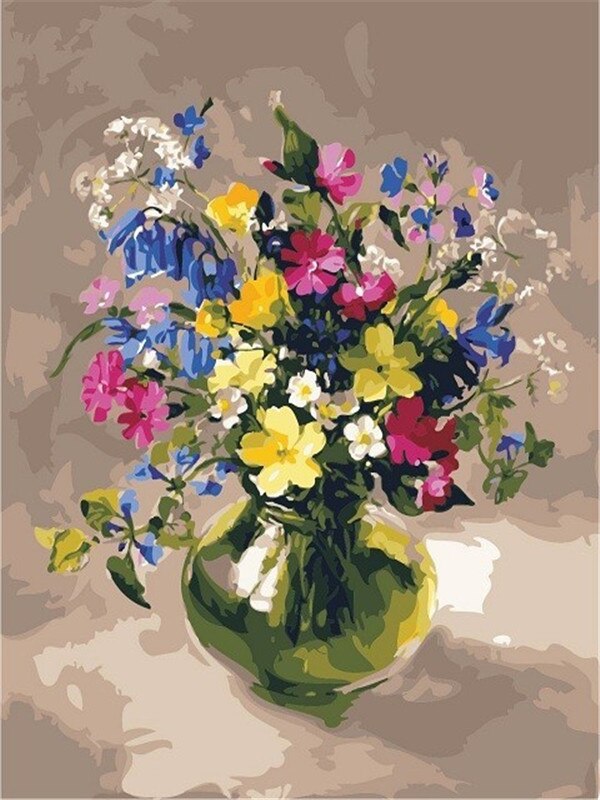 AZQSD 40x50cm Oil Painting By Numbers Flowers Pictures Paint By Number Canvas Vase Kits Painting For Living Room Home Decor