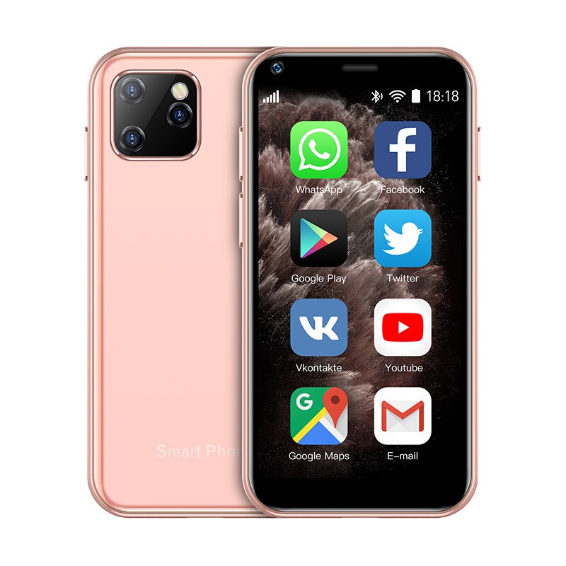 3G Mini Smart Android Phone SOYES XS11 WIFI GPS RAM 1GB ROM 8GB Quad Core Google Play Facebook Whatsapp Mobile Phone 2.5Inch: Standard / pink