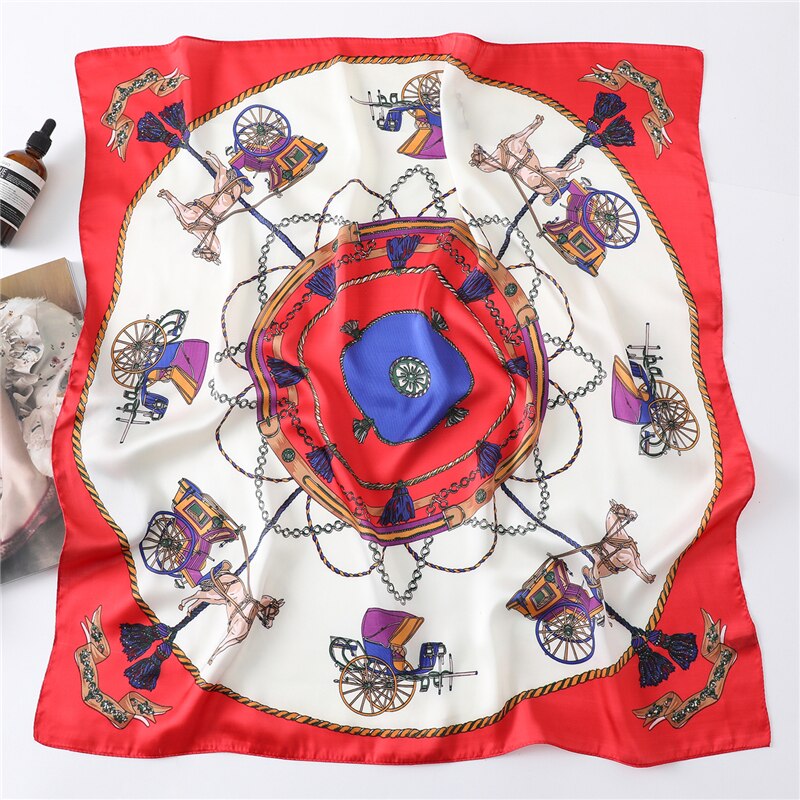 Print Zijden Sjaal Haarband Vrouwen Vierkante Tas Sjaals Foulard Sjaals Hoofddoek Bandana Pashmina