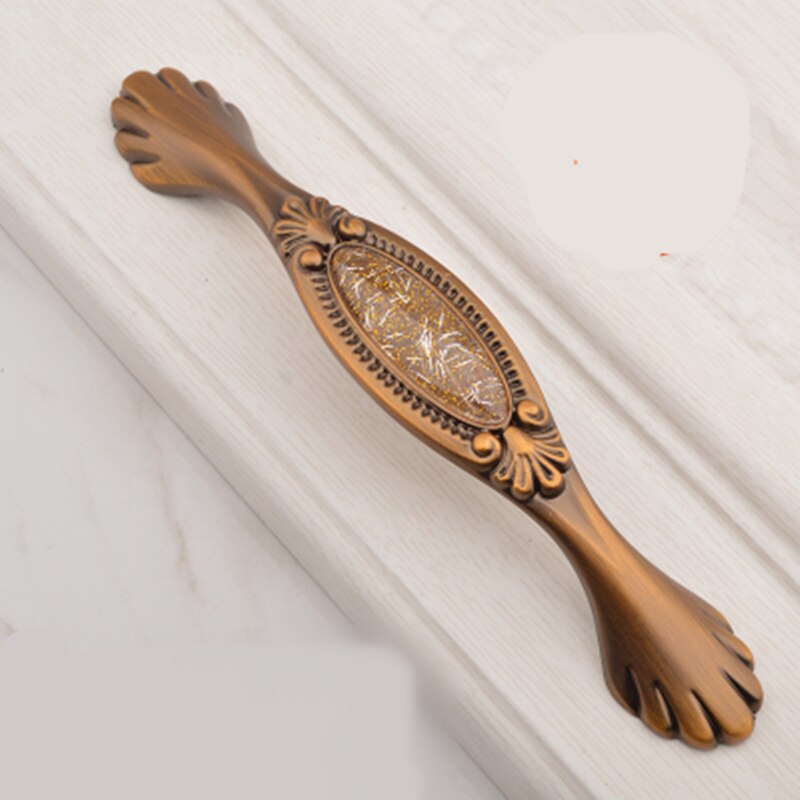 European Gold Ceramic Single Hole / Double Hole Furniture Drawer Handle Kitchen Wardrobe Cabinet Door Handle Furniture