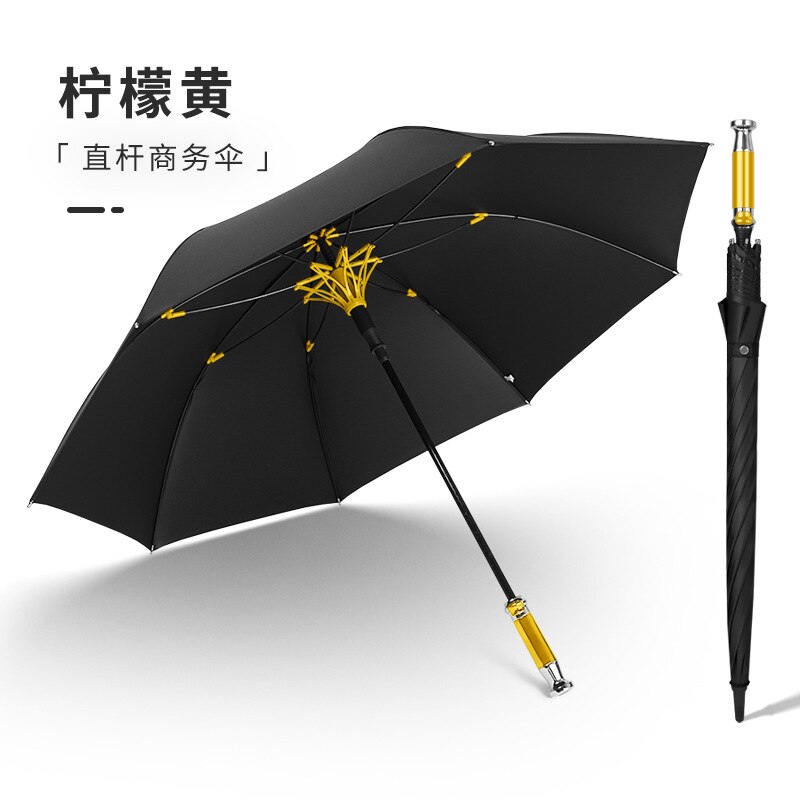 Paraguas de golf para hombre, sombrilla de mango largo automática resistente al viento, con recubrimiento negro, doble VIP: Yellow handle