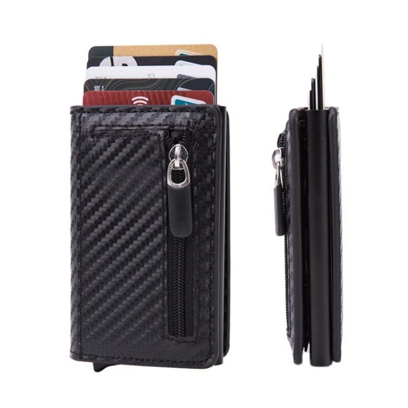 Zovyvol Carbon Fiber Magnetic Closing RFID Anti-Theft Credit Card Holder Men And Women Aluminum Box Smart Wallet: Carbon Black X60