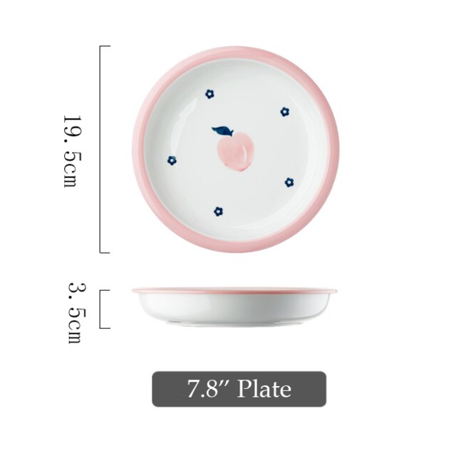 Keramische Diner Borden Kommen Set Leuke Bloem En Perzik Patroon Huishouden Enkele Grote Servies Vajilla Тарелки Для Еды: B8