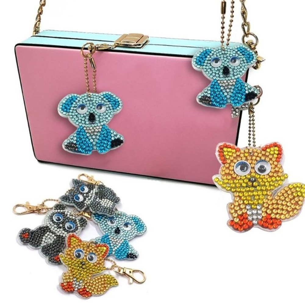 HUACAN porte-clés de bijoux peinture diamant | broderie diamant, sac de dessin animé, décorations bricolage, pour main