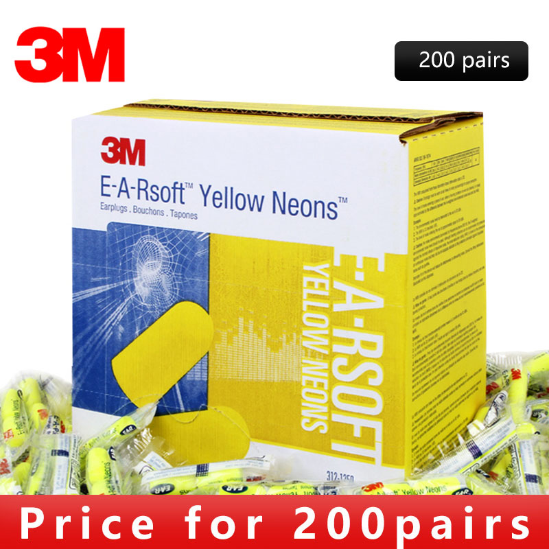3m kule ørepropper ea-rsoft gul neon 312-1250 elastiske støyreduksjon trådløs nrr :33db/ snr :36db lt086: 200 stk