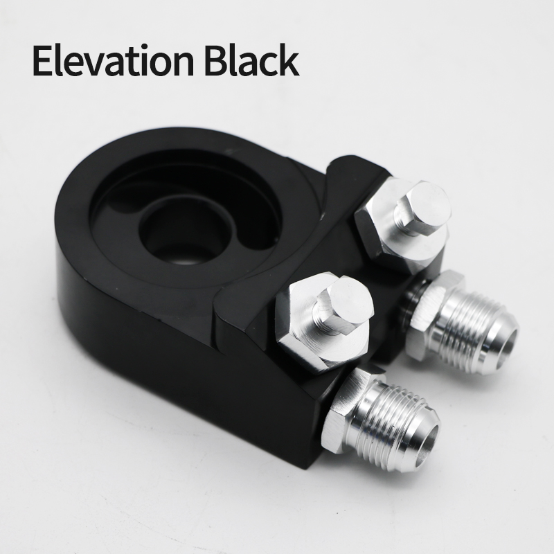 Oil Cooler Filter Sandwich Plate Adapter AN10 Spin-on Oil Filter And Filter Pad On Engine Block Billet Aluminum: C Black