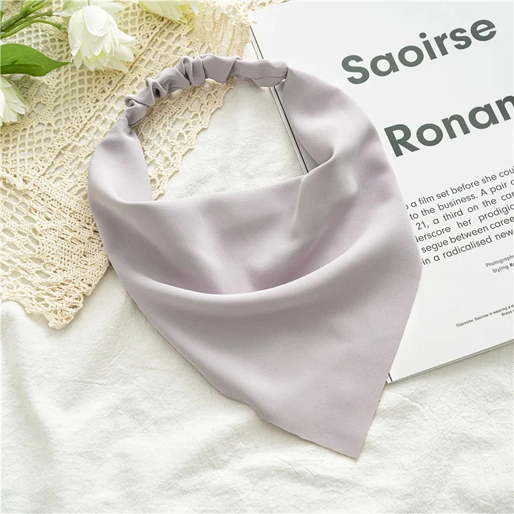 Vrouw Meisjes Effen Zomer Hoofddoek Chiffon Driehoek Bandana Vrouwen Elastische Haarband Haaraccessoires Hoofddeksels Ornamenten