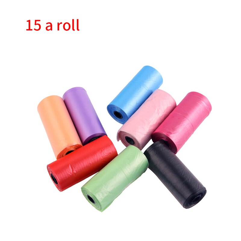 1Roll 15/20Pcs Huisdieren Honden Katten Kak Zak Biologisch Afbreekbaar Vuilnis Hond Afvalzakken Voor Alle Huisdieren willekeurige Kleur Huisdieren Schoonmaakproducten: 15 pcs 1 roll