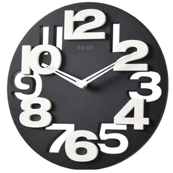 Novelty Hollow-out 3D Big Digits Kitchen Home Office Decor Round Shaped Wall Clock Art Clock: 4
