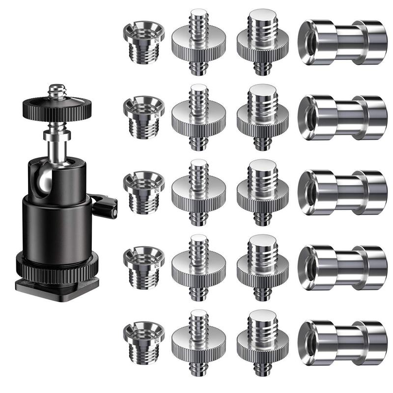 Camera Schroef, 21 Pcs 1/4 Inch 3/8 Inch Converter Schroefdraad Schroeven 1/4 Inch Shoe Adapter Mount Camera Balhoofd set Camera/Reis: Default Title